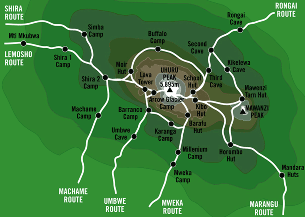 Routes to trek Kilimanjaro